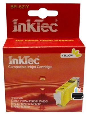 Картридж для CANON CLI-521Y PIXMA iP3600/4600/MP540/620/630/980 Yellow InkTec SAL