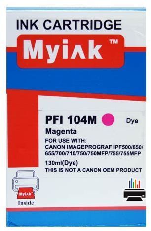 Картридж для CANON PFI-104M iPF650, iPF655, iPF750, iPF755, iPF760, iPF765 Magenta (130ml, Dye) MyInk