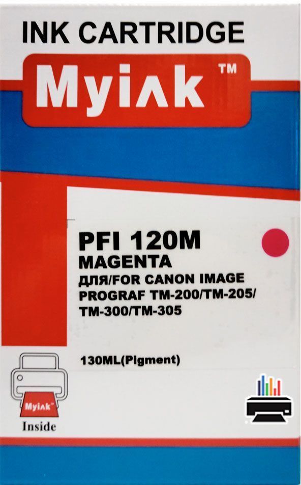 Картридж для CANON PFI-120M TM-200/205/300/305 Magenta (130ml, Pigment) MyInk в Москве с гарантией