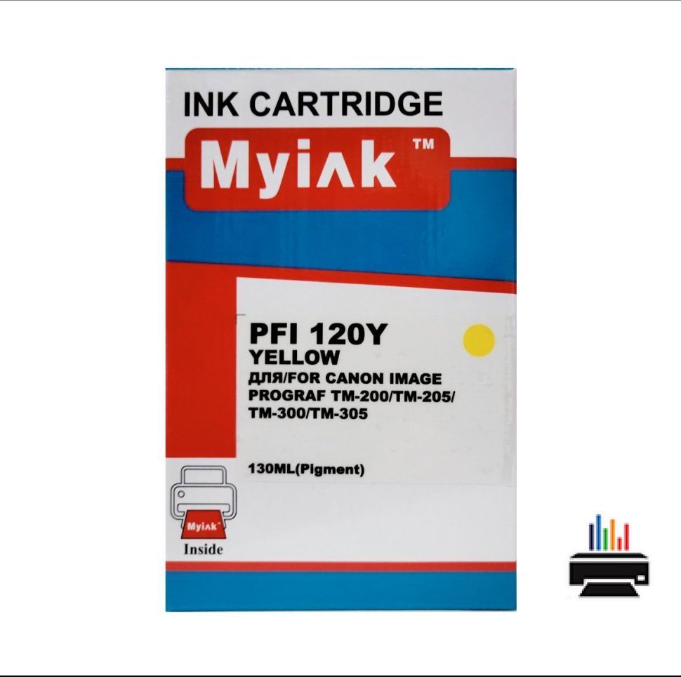 Картридж для CANON PFI-120Y TM-200/205/300/305 Yellow (130ml, Pigment) MyInk