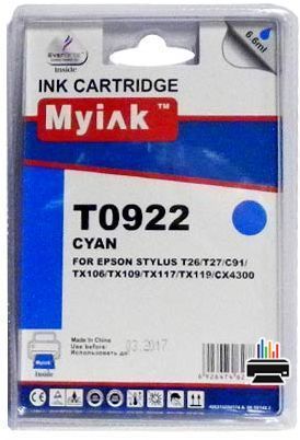 Картридж для (T0922) EPSON St C91/CX4300 Cyan (6,6ml, Pigment) MyInk SAL