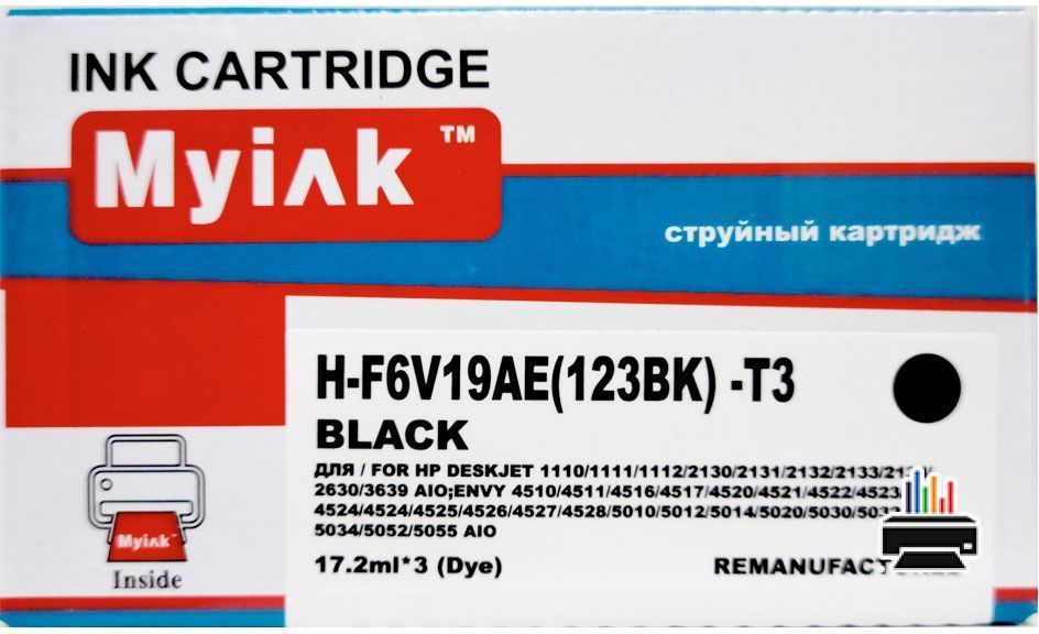 Картридж для (123XL) HP DeskJet 2130 F6V19AE ECO-SAVER с тремя сменными чернильными блоками (17,2ml * 3шт) Black MyInk SAL