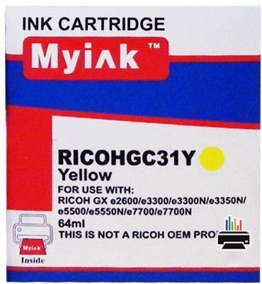 Картридж гелевый для RICOH Aficio GX e5550N type GC 31Y Yellow (64ml, Pigment) MyInk
