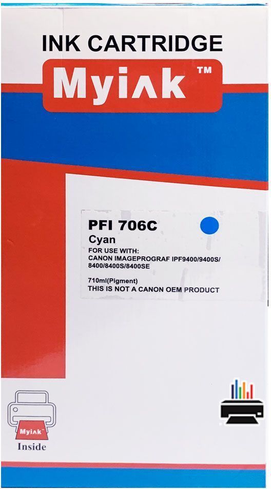 Картридж для CANON PFI-706C IPF 8400/8400S/8400SE/9400/9400S Cyan (710 ml) MyInk в Москве с гарантией