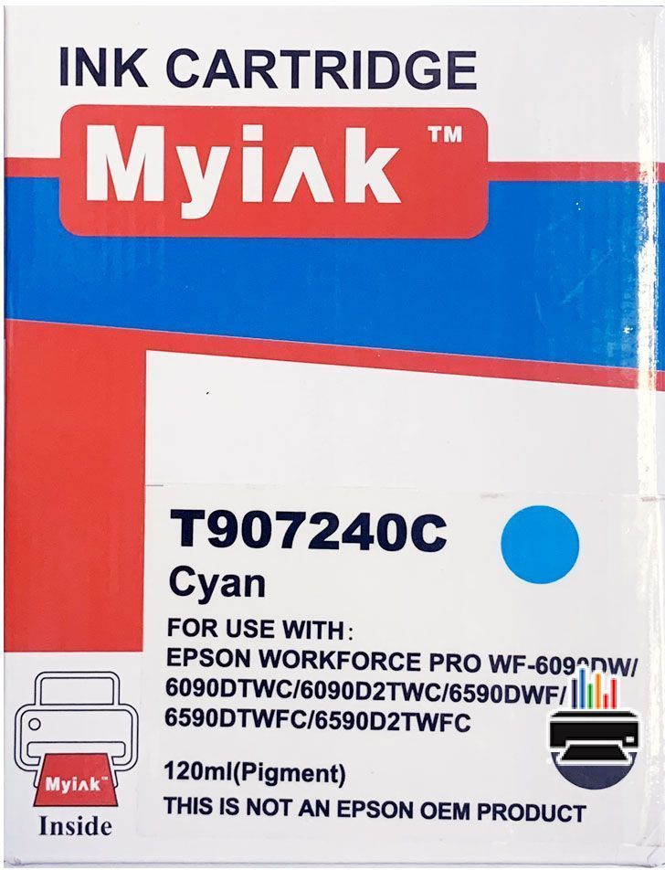 Картридж для (T9072) EPSON WorkForce WF-6090DW/ WF-6590DWF Cyan (120ml, Pigment) MyInk SAL